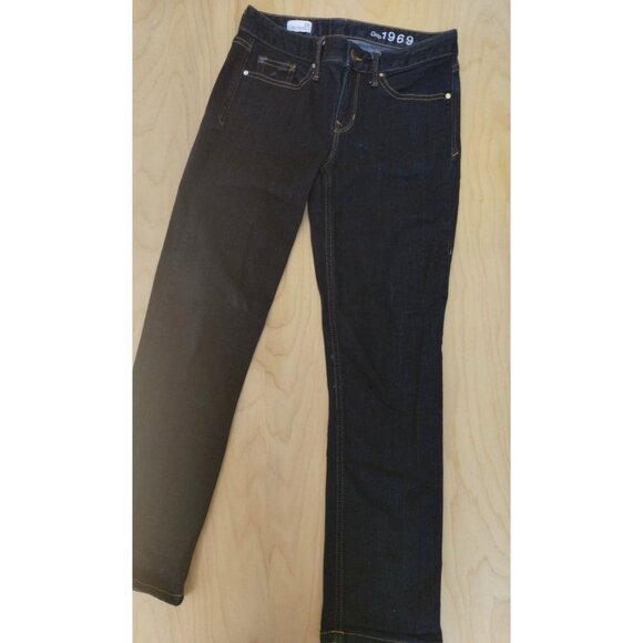 Women Gap 1969 Real Straight Dark Wash Jeans Size 26 Waist 26" Inseam 26" Rise 8 - Picture 1 of 9